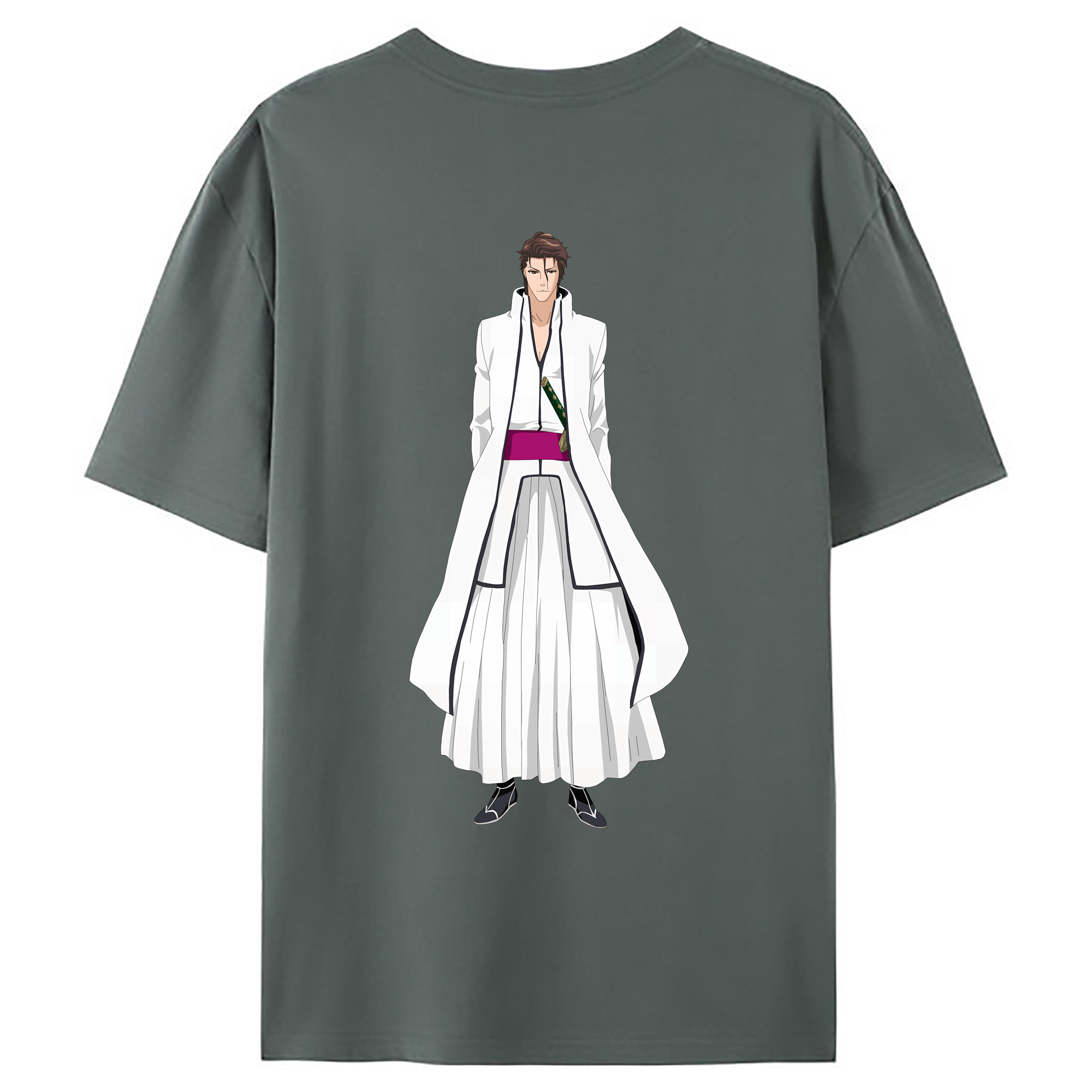 （画像用） ブリーチ 藍染 惣右介（あいぜん そうすけ） BLEACH Aizen Sousuke 綿100％ メンズ半袖Tシャツ（バックプリント） 通気性